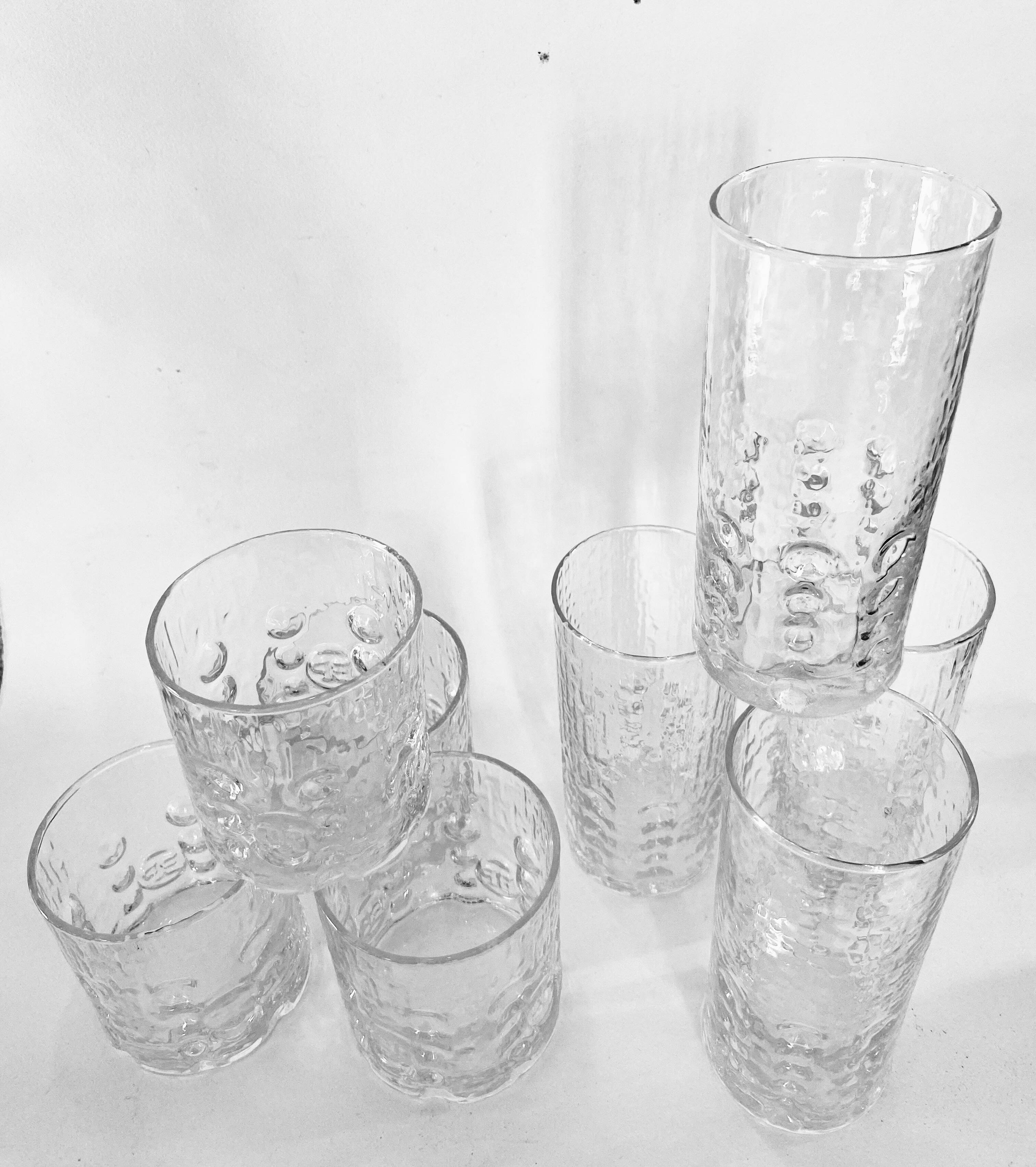 Set verres reliefs BP années 70