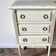 3-drawer chest of drawers in ecru wood and gray marble