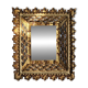 Miroir vintage ethnique bois doré artisanal 1950
