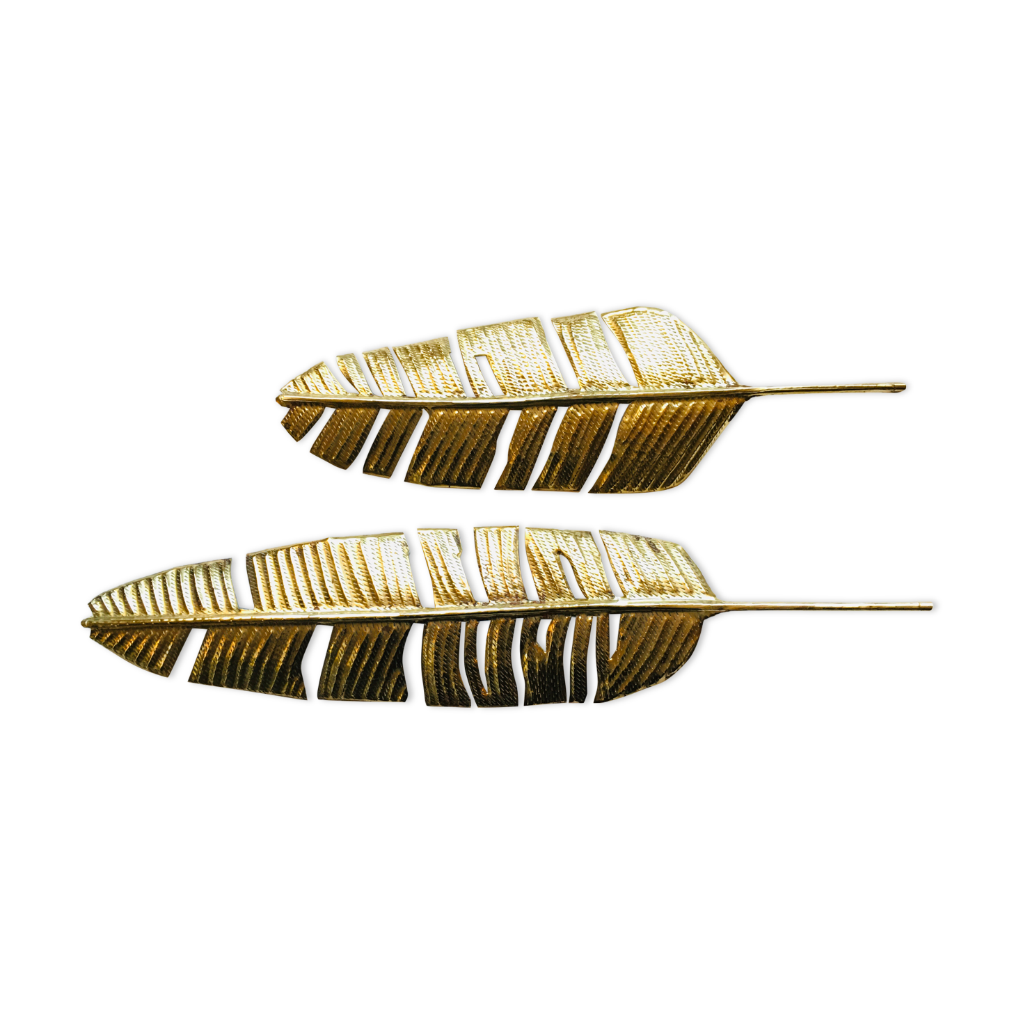 Set of 2 brass feathers