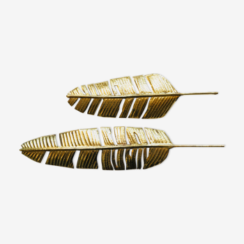 Set of 2 brass feathers