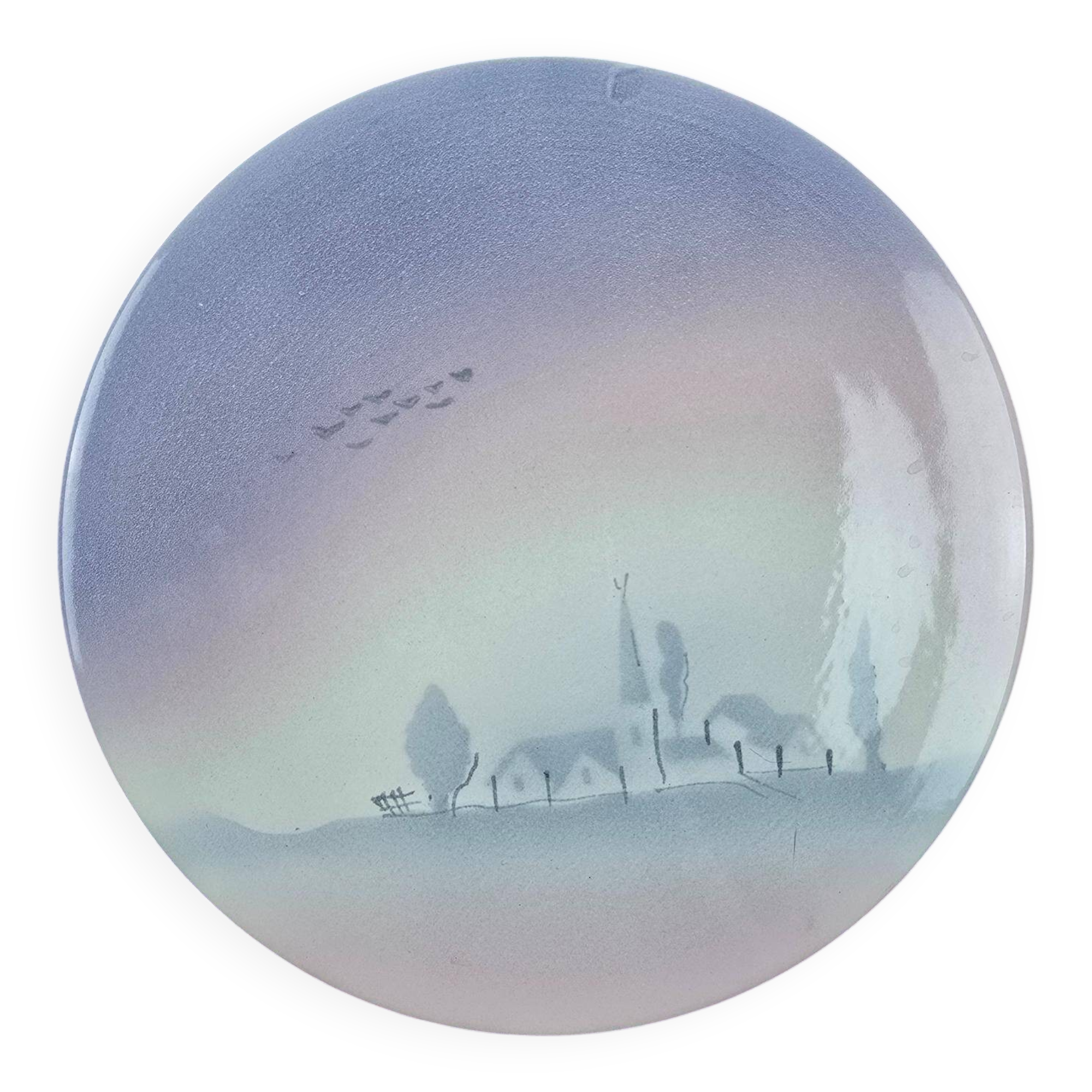 Salins France trivet – pastel village decor – rare vintage model