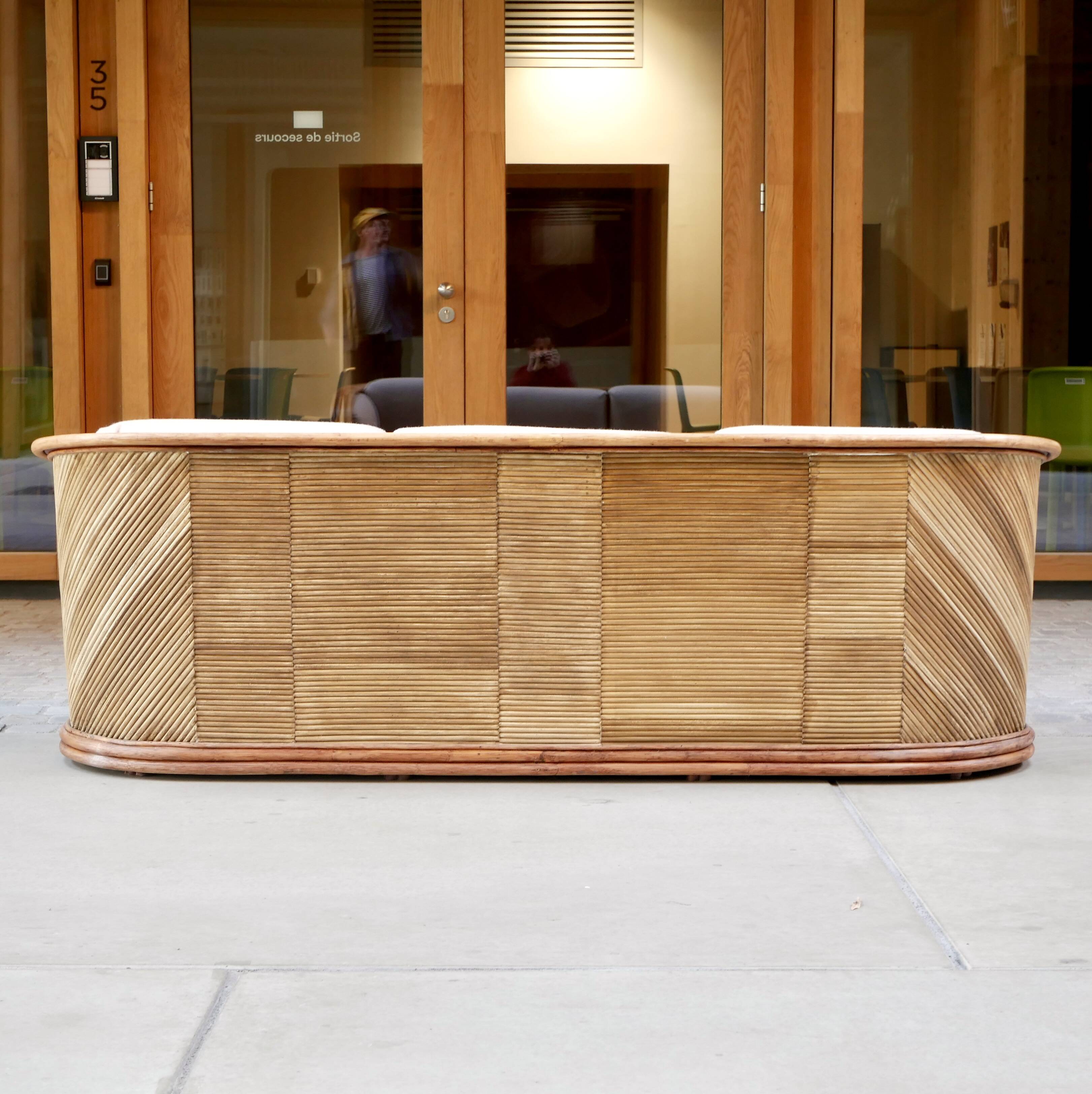 Maugrion rattan sofa for Roche Bobois, 1980s