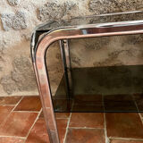 Chrome end table/side table and smoked glass