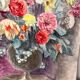 Summer flower bouquet, watercolour on double-sided paper.