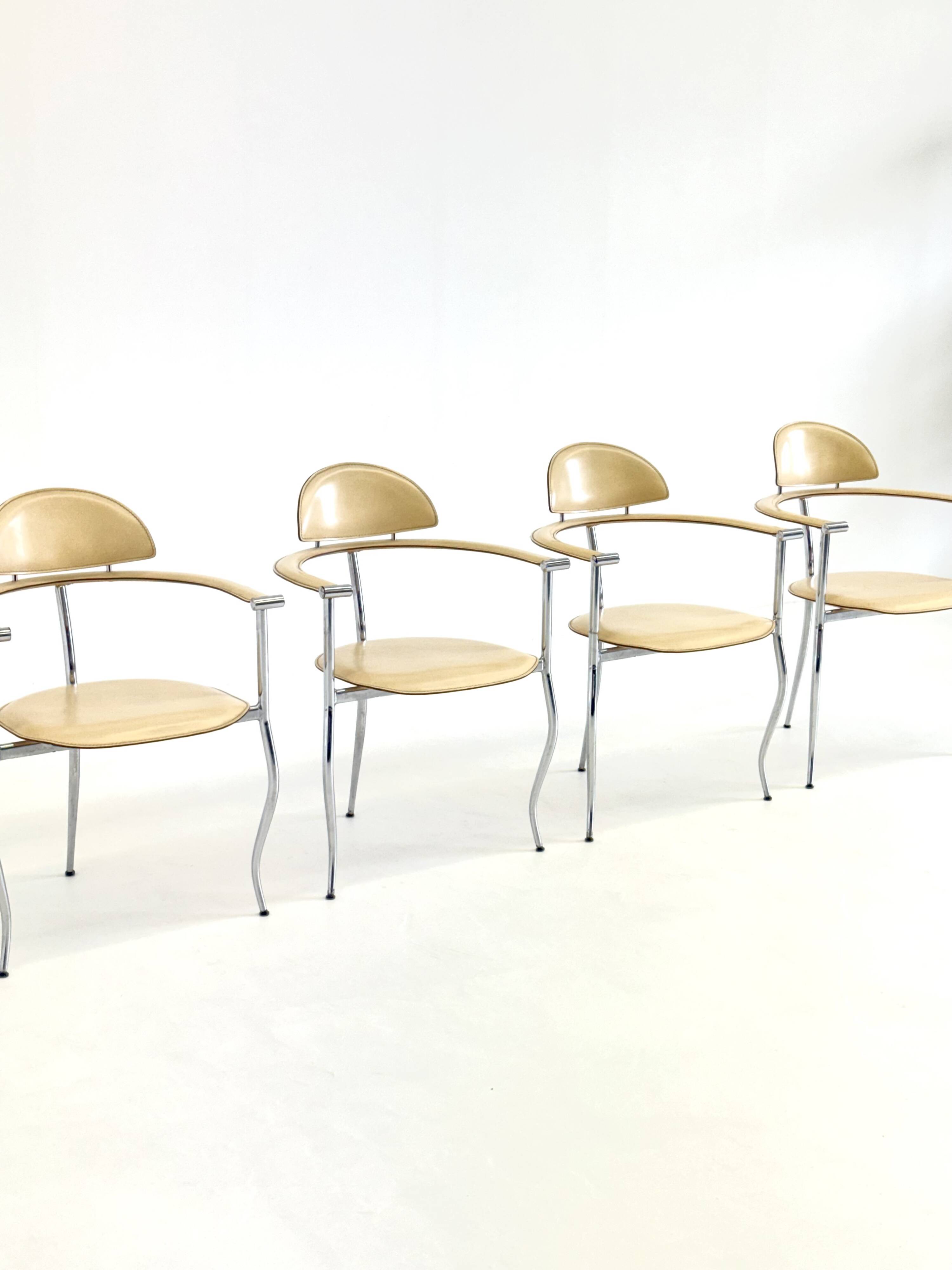 Set of yellow Marilyn Stiletto dining chairs Arrben Italy