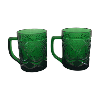 Set 2 mugs green bottle