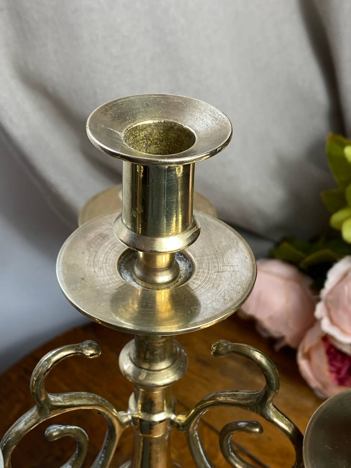 Candlestick, four-light brass candelabra