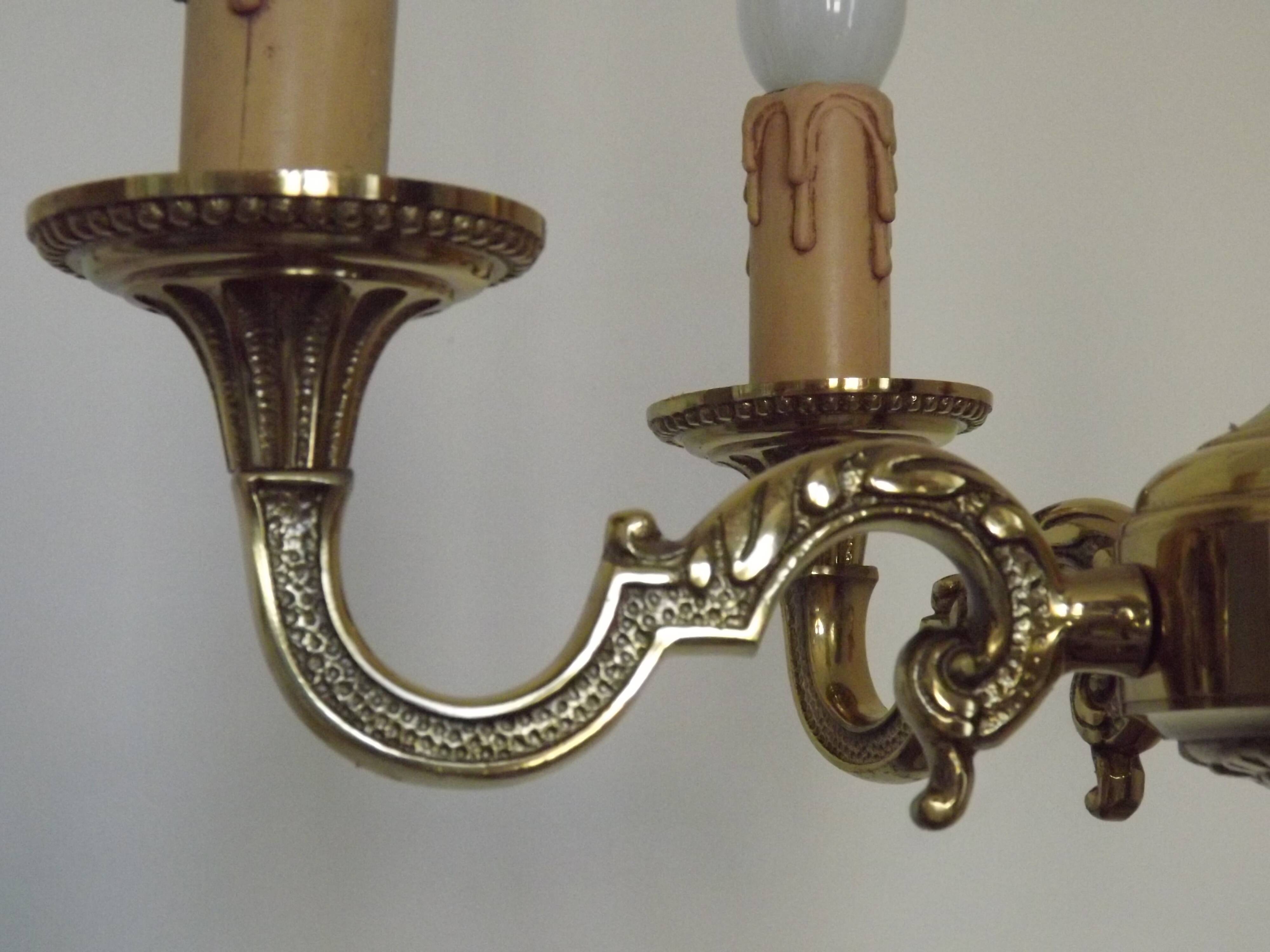 French Vintage 5 Light Quality Brass Chandelier with Scroll Acanthus Arms 5452