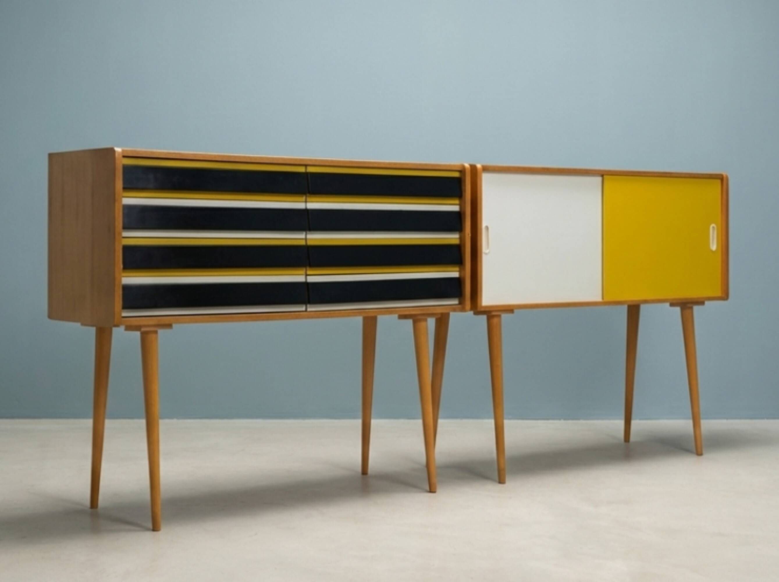 Retro chests of drawers, Jiří Jiroutek, 1960s, Czechoslovakia