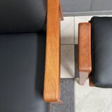 arne Wahl Iversen teak arm chair with ottoman