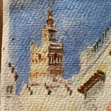 Watercolor Painting "Orientalist landscape" lively alley and mosque