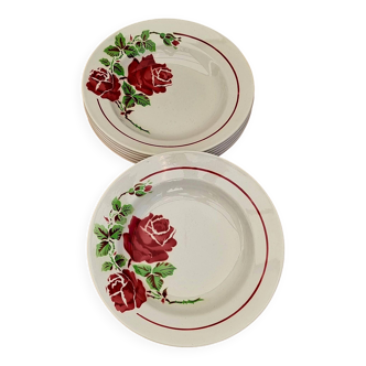 Lot de 7 assiettes creuses K&G Lunéville modèle Yvonne