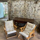 Pair of pine garden armchairs