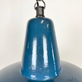 Industrial blue enamel factory pendant lamp, 1960s