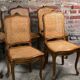 Chairs (lot of 6) Louis XV style in solid walnut caned 1940