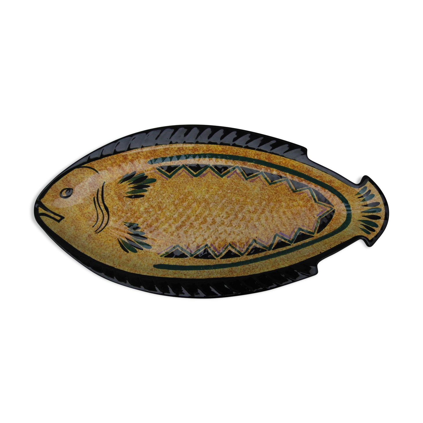 St. John of Brittany earthenware dish, Vintage 50/60s, in the shape of a fish