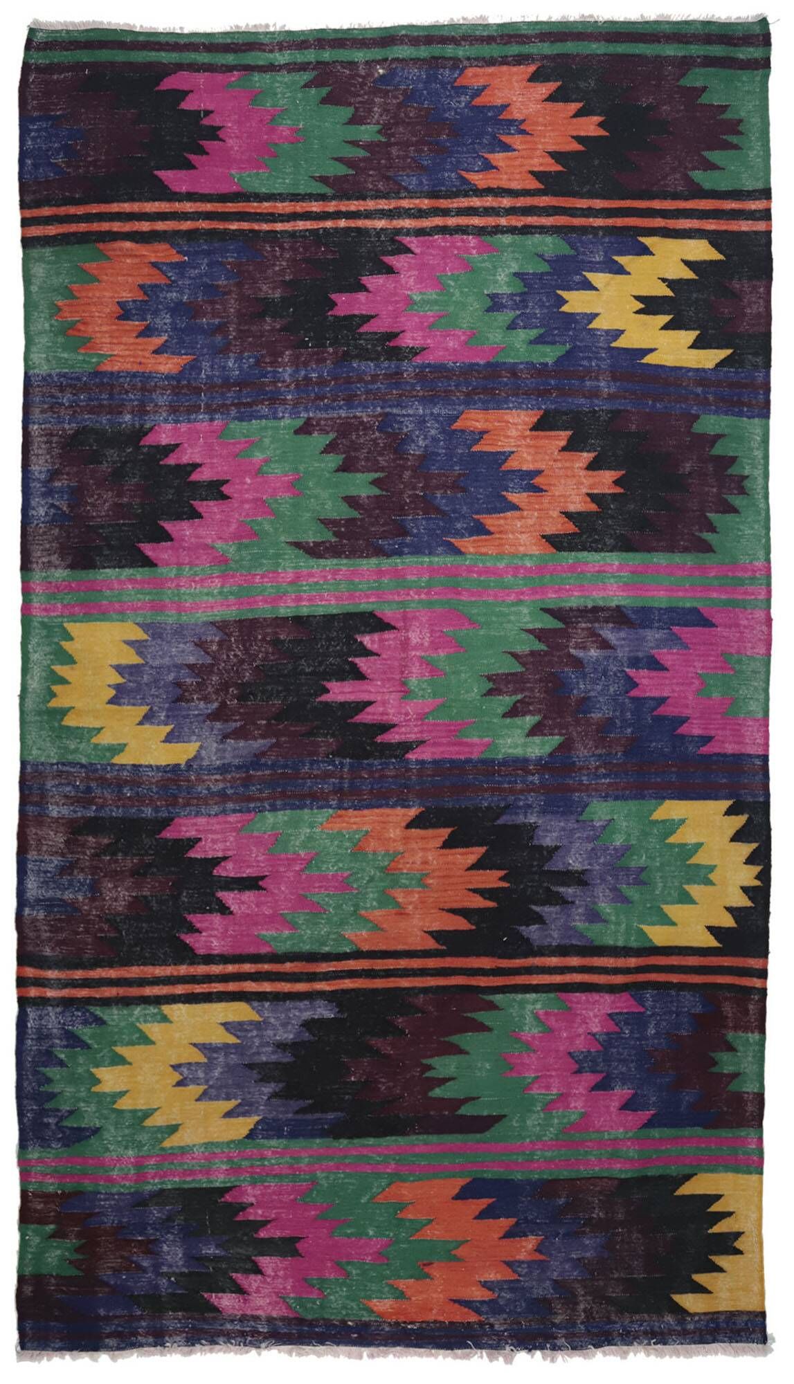 Turkish Kilim Yuruk Vintage 177x338 cm Geometric Multicoloured