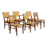 Set of 6 Audoux Minet armchairs and chairs, 1950s