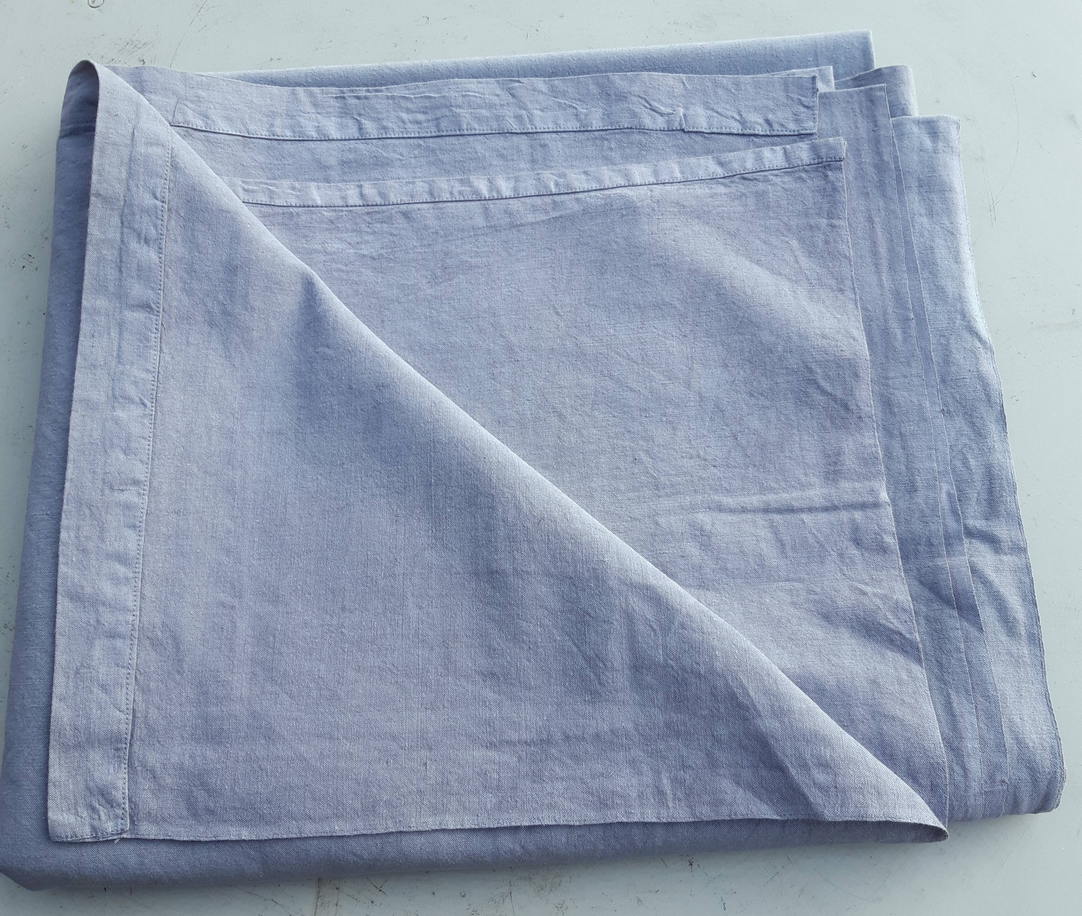 Blue tablecloth in linen / cotton 1m70 x 3m25