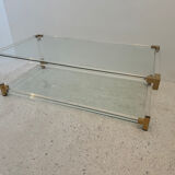 Table basse en plexiglas, laiton et verre, 1970