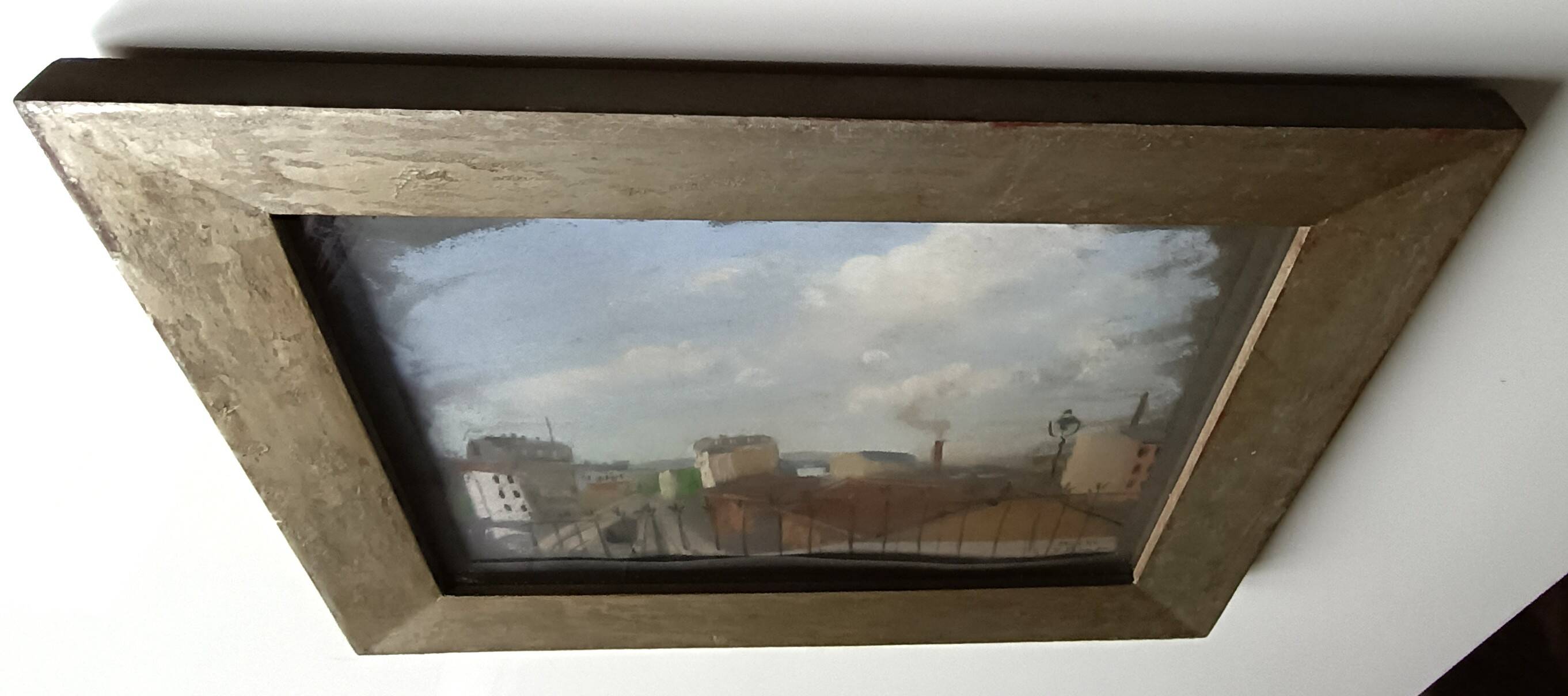 Yvonne Vicat (1902-1994) Pastel Tableau Paysage urbain mai 1946