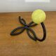Old Black Wrought Iron Wall Hook + Yellow Plastic Ball 70's Vintage