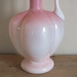 Pink and white opaline ewer
