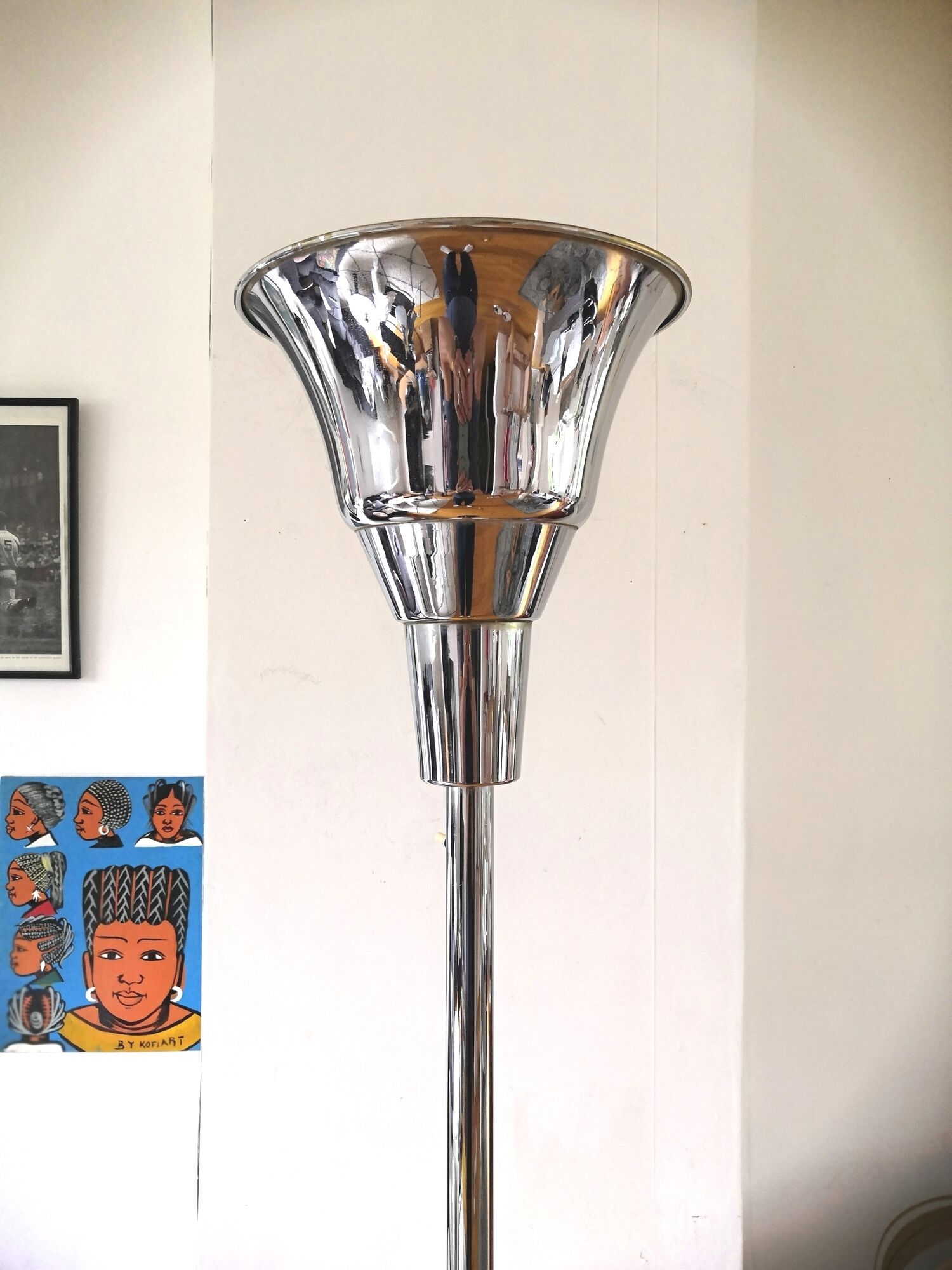 Lampadaire art déco années 30 en métal chromé