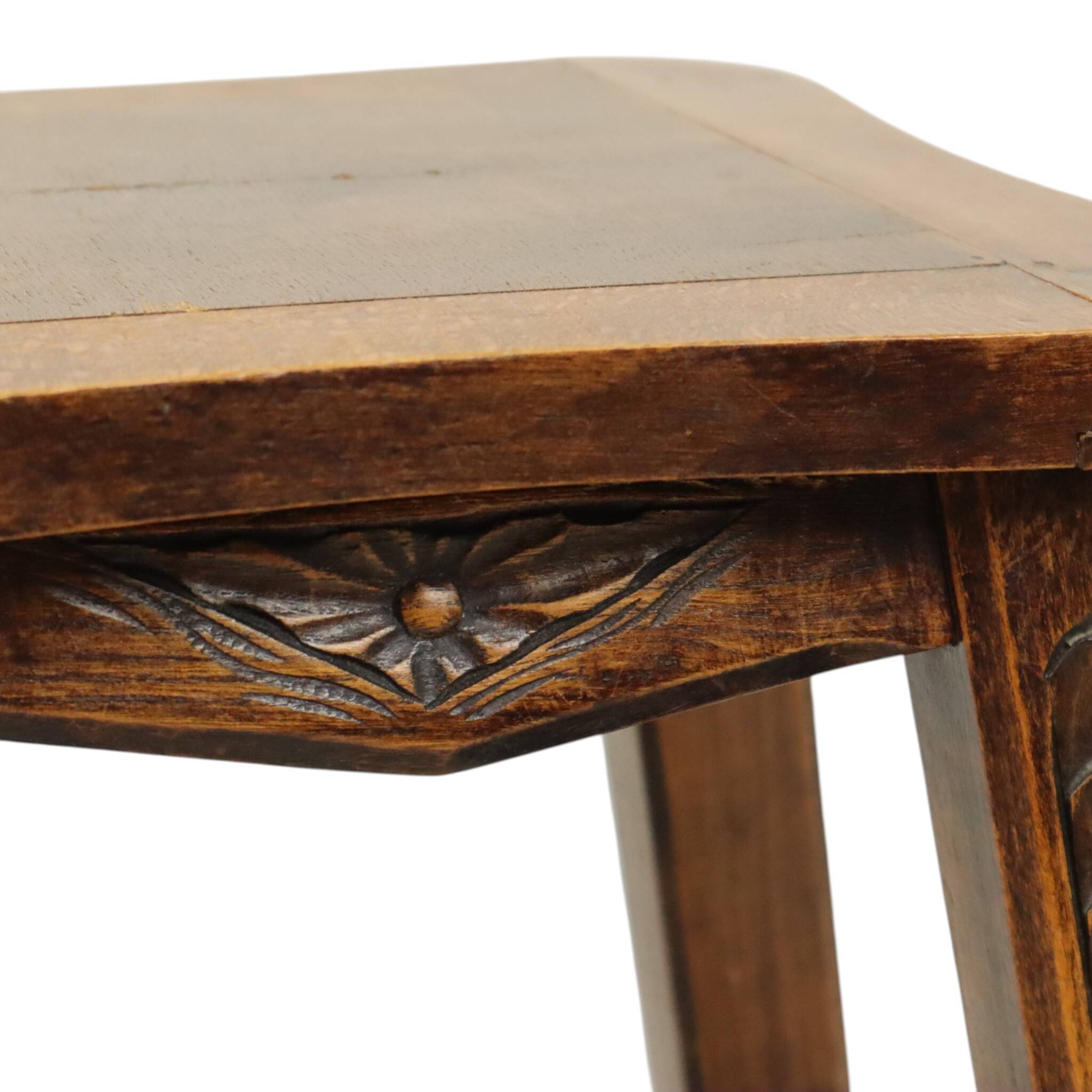 Characterful Solid Wood Vintage Stool Sculpted