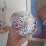 Pair of Clichy glass vases, blue, pink, old