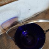 50s sugar bowl in glass and silver metal