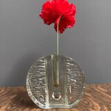 Glass Bud Vase, Walther Solifleur, Iceberg, Crystal, Glass Vase, Designed Heiner Dusterhaus, 1960s