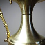 Vintage decorative jug in moulded glass and gilded brass, Italy circa 1980.