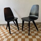 90s designer chairs in lacquered curved wood (X2)