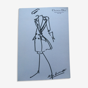 Croquis de mode Christian Dior accompagnée d'une photographie