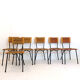 Suite of 6 chairs, wood straw and metal from the 50s