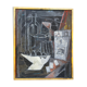 Painting modern still life painting with cubist bottle XXth