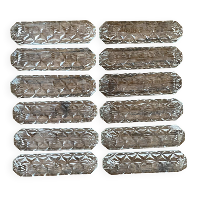 Porte couteaux en verre moulé , années 50-60