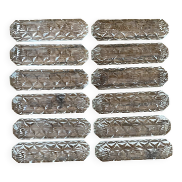 Porte couteaux en verre moulé , années 50-60