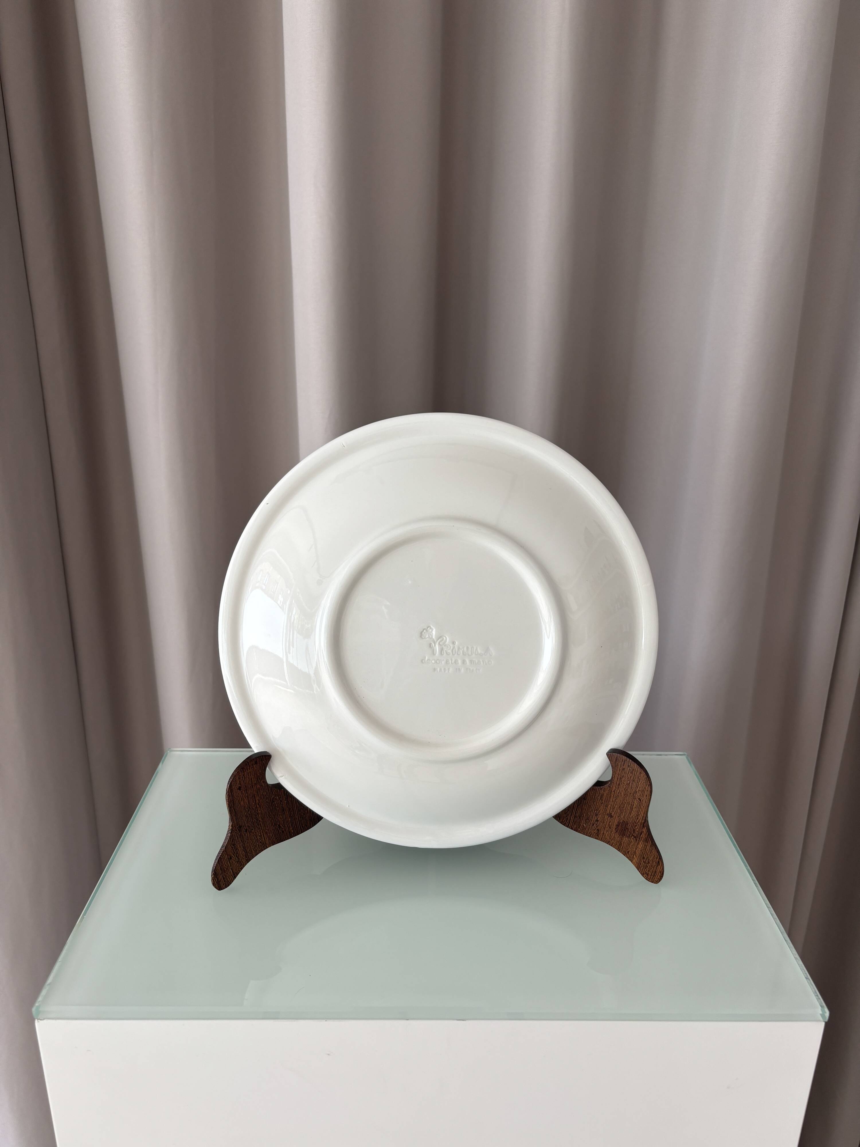 Set of 4 Vintage Primula Dinner Plates – Made in Italy – White Ceramic with