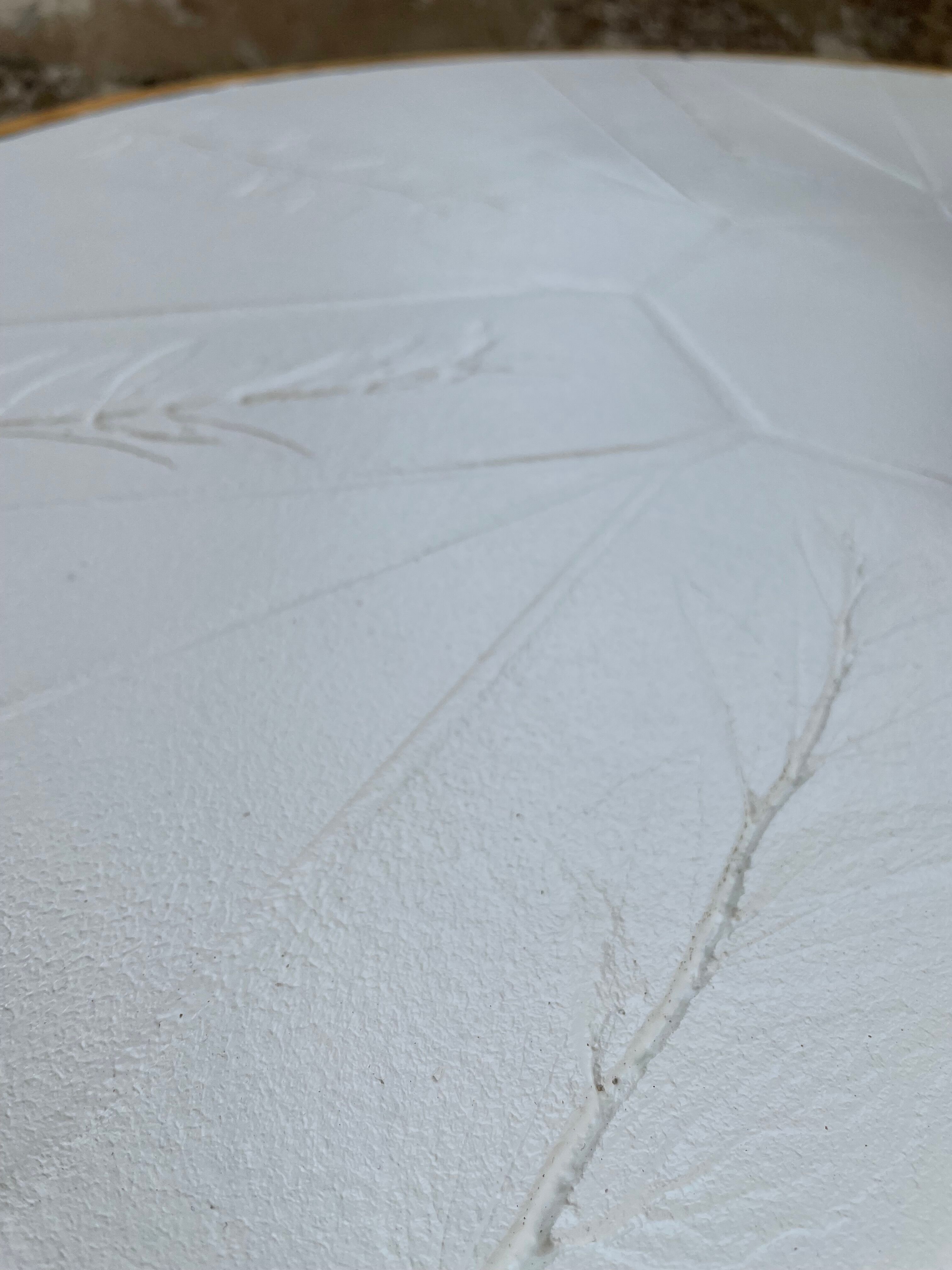 Round coffee table white ceramic and wood