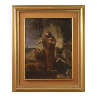 Italian painting from the 19th century, Saint Anthony the Abbot buries Saint Paul