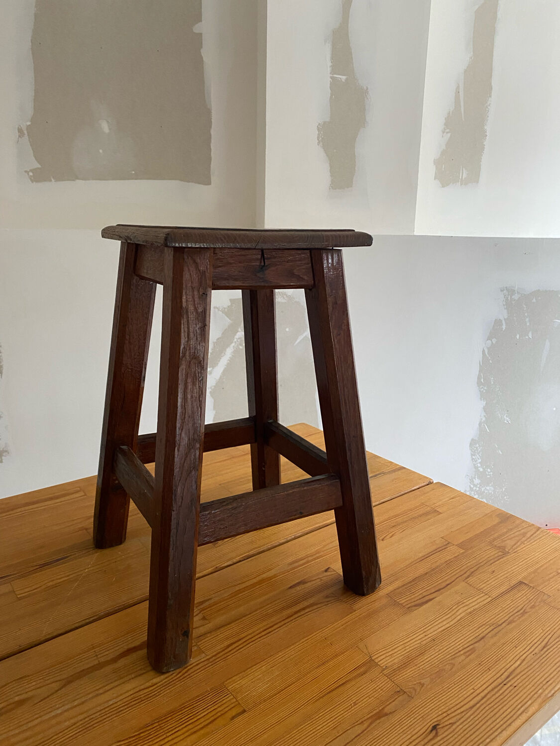 Vintage solid oak stool