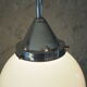 Art Deco suspension globe in white opaline with an aluminium stem.