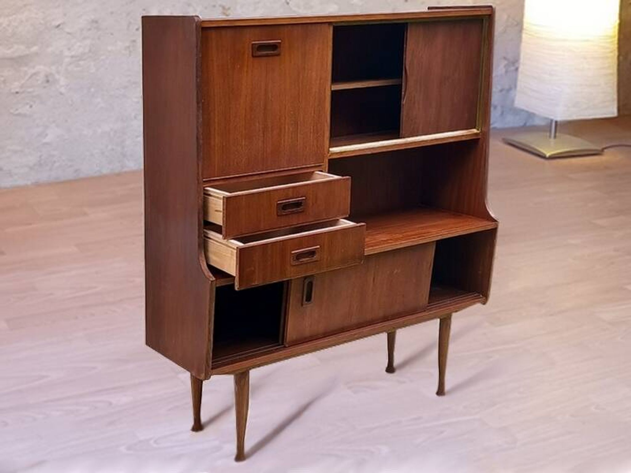 Buffet bar scandinave vintage années 60 teck