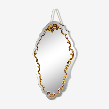 Miroir biseauté et eglomisé style baroque vintage