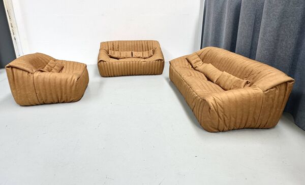 Canapé Sandra en Cuir Camel par A.Hieronimus pour Cinna/Ligne Roset, années 70.