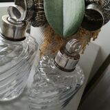 Lot of 2 crystal bottles model bamboo solid silver cap