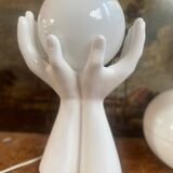 vintage ceramic and opaline hand lamp